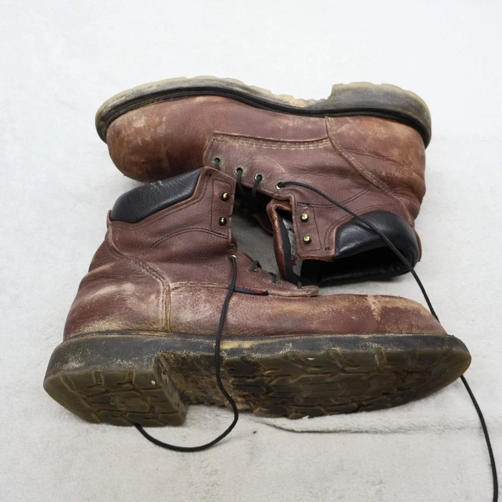 Red Wing Mens 13 Work Boots Brown Leather Steel Toe Safety Waterproof USA Made - Picture 3 of 16